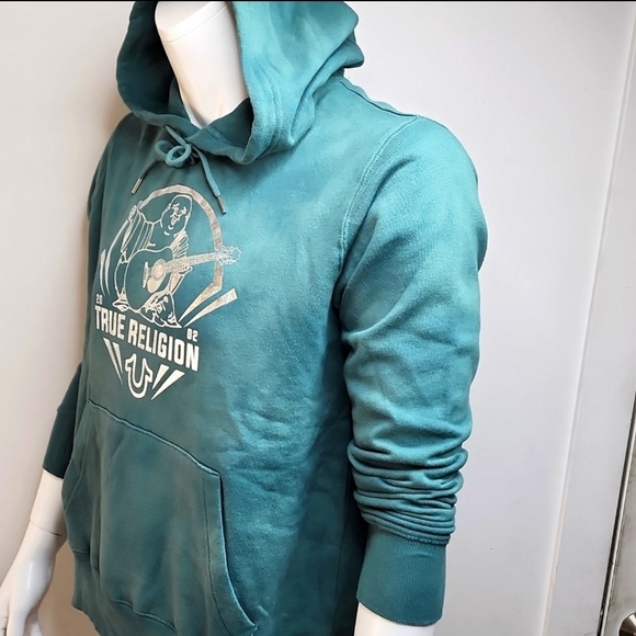 TRUE RELIGION GREEN SWEATSHIRT EITH SILVER LOGO, UNISEX - Picture 2 of 12